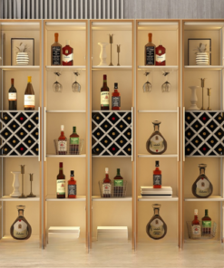 Tủ Rượu Gỗ Gõ Đỏ Tân Cổ Điển Lục Giác Bo Cong - TR991