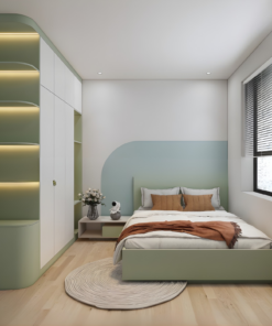 Combo Phòng Ngủ "Mint Fresh" - Gỗ MDF Melamine bo góc tinh tế.