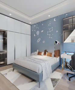 Hệ giường tủ & bàn học MDF Melamine đồng bộ cho phòng trẻ em.