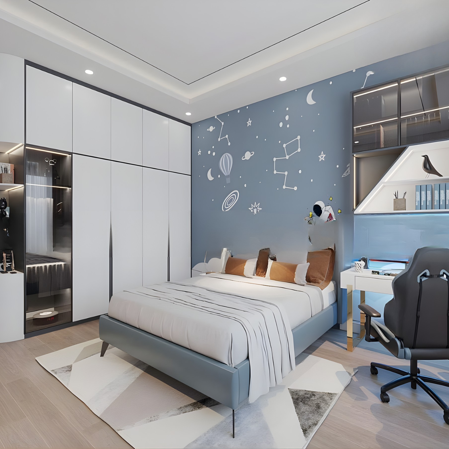 Hệ giường tủ & bàn học MDF Melamine đồng bộ cho phòng trẻ em.