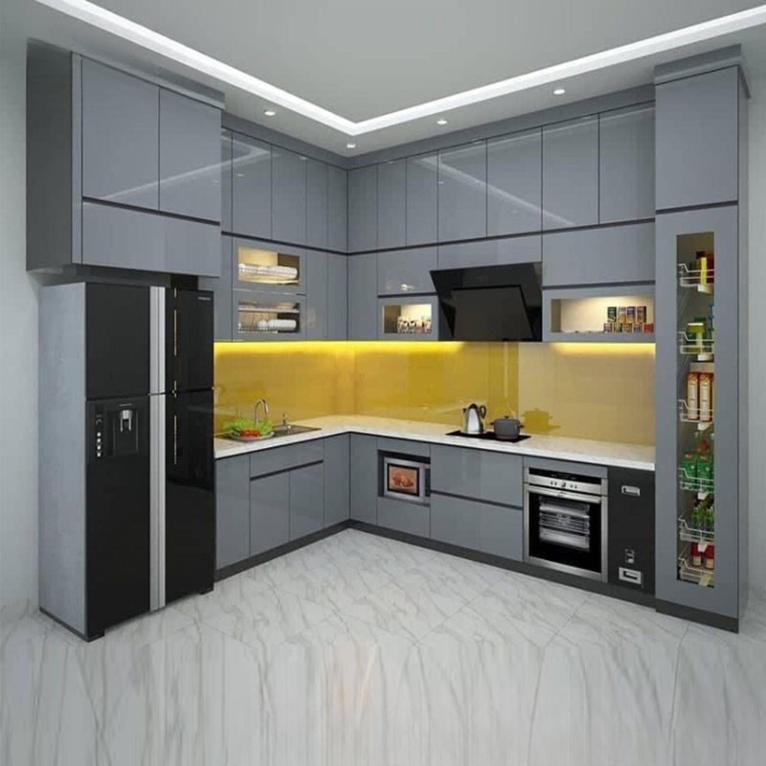 Tủ bếp chữ L sang trọng cho nhà phố TB-29