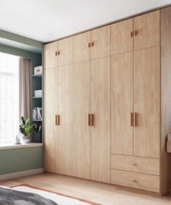 Tủ quần áo gỗ gõ đỏ 2 buồng 1m17