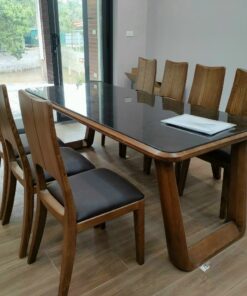 Bộ bàn ăn gỗ sồi nga 6 ghế bọc đệm cao cấp