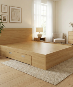 Giường ngủ thấp bằng gỗ thiết kế đẹp