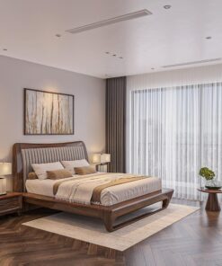 Giường ngủ theo tone màu nâu beige ấm cúng