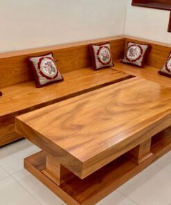 Một bộ sofa góc L gỗ cẩm vàng giả nguyên khối