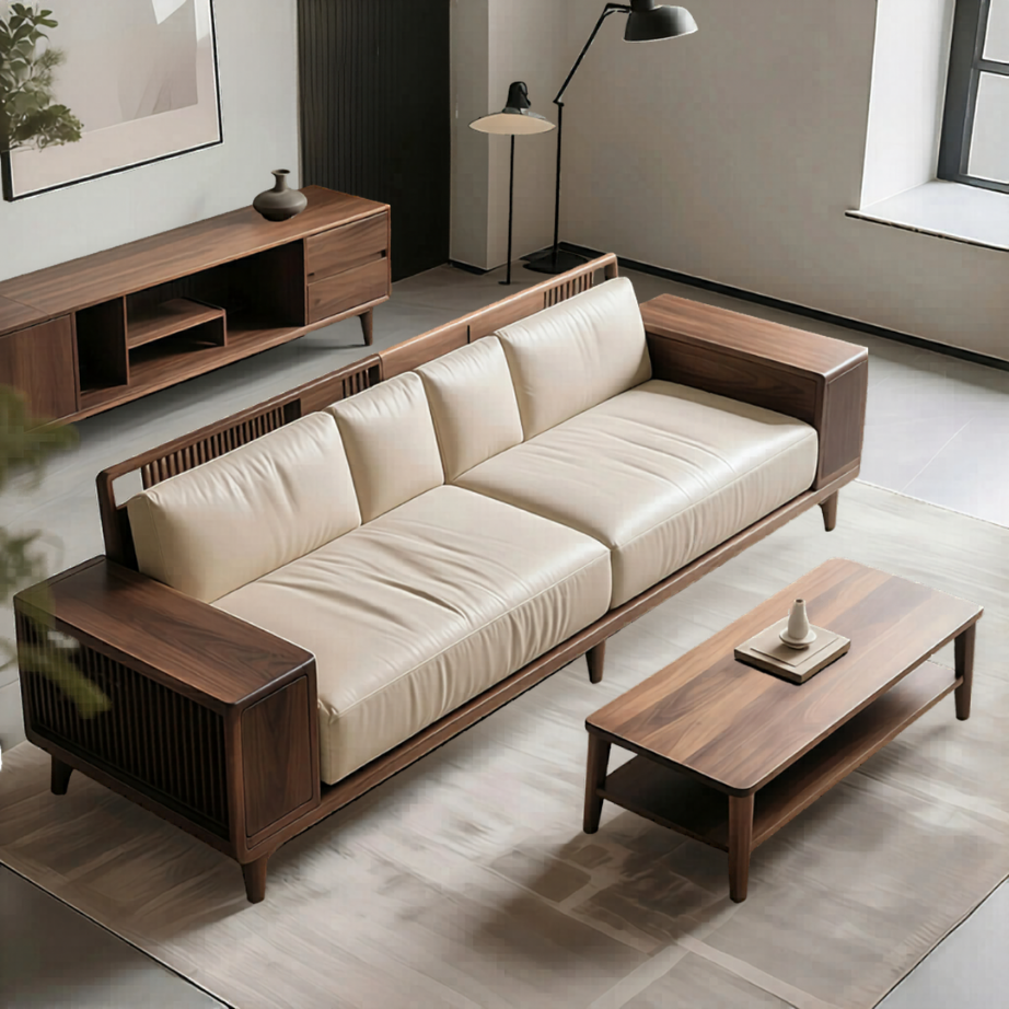 Mẫu Bộ Sofa Gỗ Óc Chó Sang Trọng Thiết Kế Tay Hộp Thanh Nan