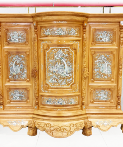 Tủ Thờ Gỗ Gõ Đỏ Mặt Cong Cao Cấp (Cẩn Ốc) - TT896