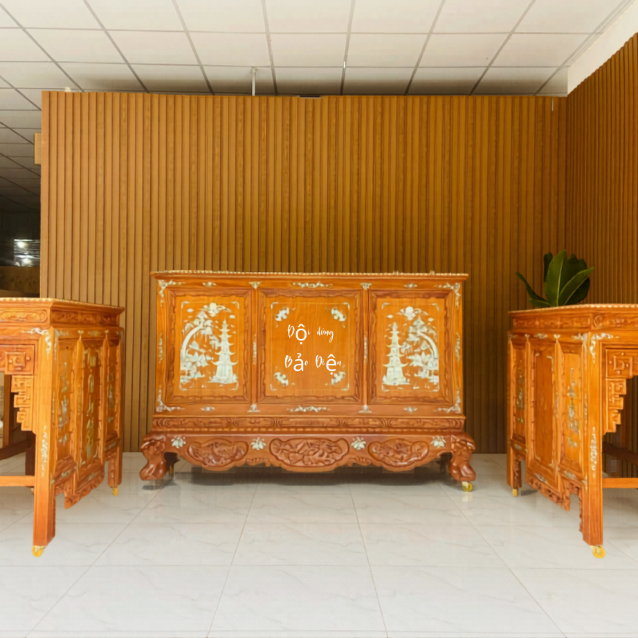Tủ Thờ Gỗ Gõ Đỏ Khảm Trai Cao Cấp 2m07 - TT907 (Hàng Đặt)
