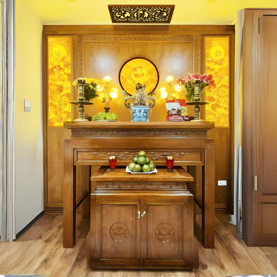 Bàn Thờ Gia Tiên Gỗ Sồi - BT599