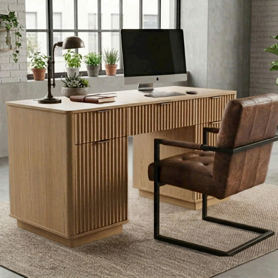 Bàn Làm Việc MDF Hiện Đại Cánh Sóng - BLV005