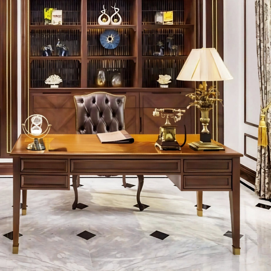 Bàn Làm Việc Gỗ Gõ Đỏ Hiện Đại - BLV211