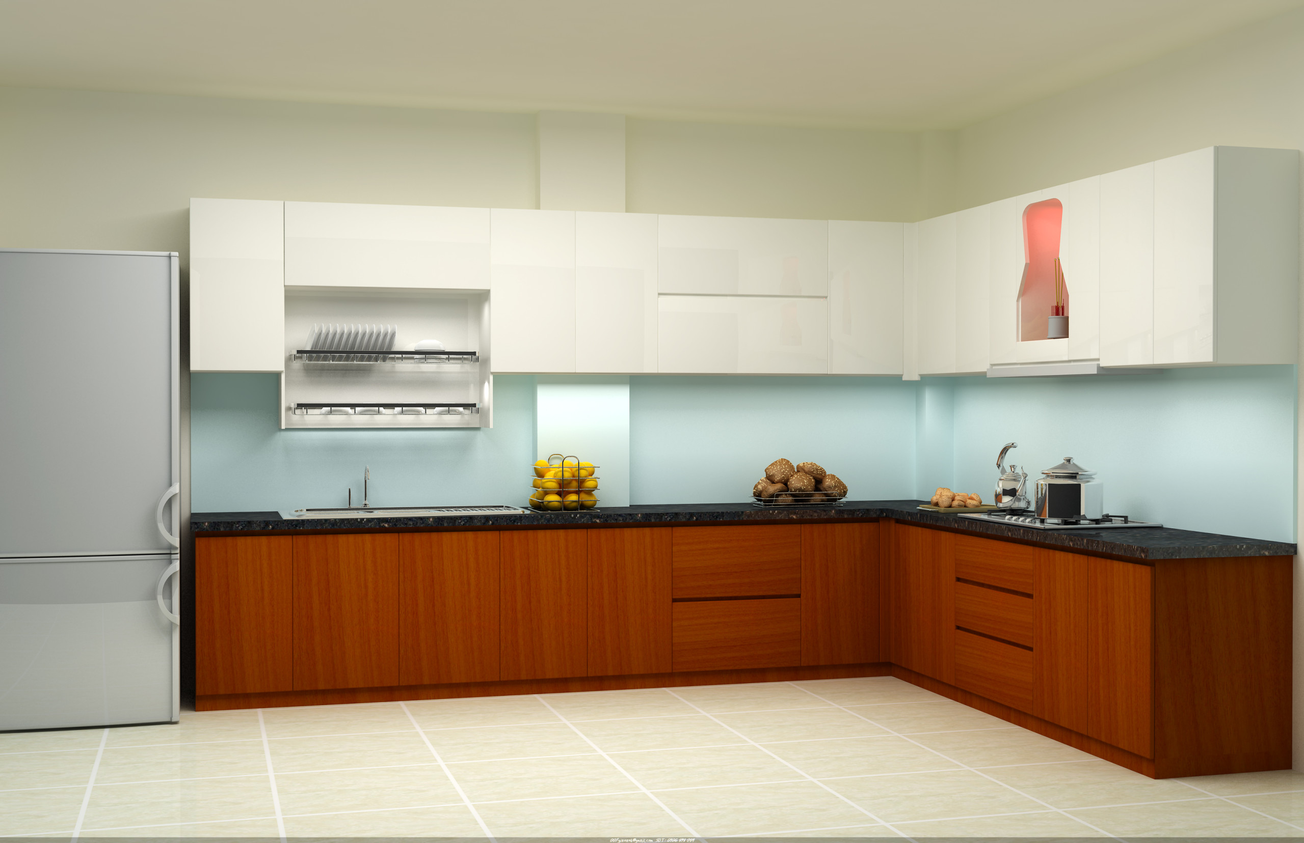 Tủ bếp đơn giản, hiện đại và ấm cúng