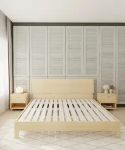 Giường ngủ gỗ ép nhựa sáng màu bền chắc